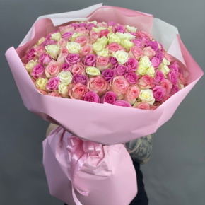 Букет из 151 кенийской розы микс (40 см) в Пущино