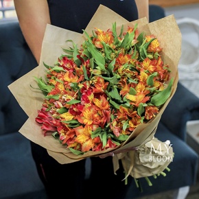 Букет "Оттенки осени" из 27 альстромерий в Пущино