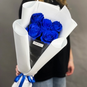 Букет из 5 синих роз Эквадор в Пущино
