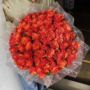 Букет 75 огненных роз (40 см) в Пущино