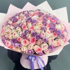 Букет из 101 розы нежный микс (40 см) в Пущино