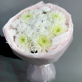 Букет из микса белых хризантем Магнум  в Пущино