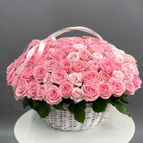 Композиция в корзине из 101 розы Софи Лорен (40 см) в Пущино