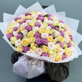 Букет "Желаю тебе" из 101 розы микс (50 см) в Пущино