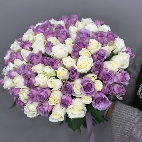 Букет "Фиолетовый микс" из 101 розы (40 см) в Пущино