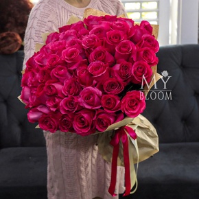 Букет 51 роза Эквадор Пинк Флоид (60 см) в Пущино