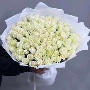 Букет "Лебединая верность" из 101 белой розы (60 см) в Пущино
