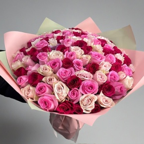 Букет "Ода любви" из 101 розы микс (40 см) в Пущино