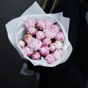 Букет из 19 розовых пионов Сара Бернар в Пущино