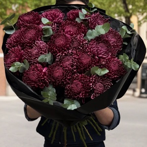 Букет из 21 винной хризантемы Бигоуди в Пущино