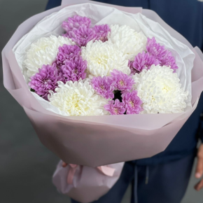 Букет "Вместе с тобой" из нежных хризантем в Пущино