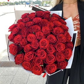 Букет 51 красная роза (50 см) в Пущино
