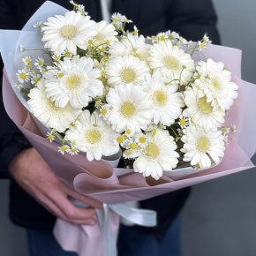 Нежный букет из гербер и ромашек в Пущино