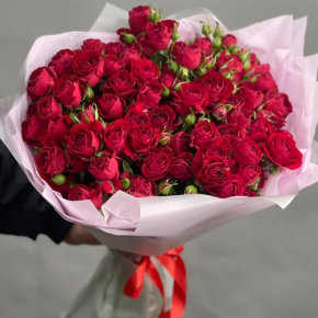 Букет из 17 красных кустовых пионовидных роз (50 см) в Пущино