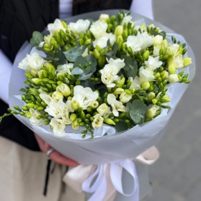 Букет из 51 белой фрезии в Пущино