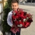 Букет с георгинами, розами и леукадендроном в Пущино Букет с георгинами, розами и леукадендроном в Пущино